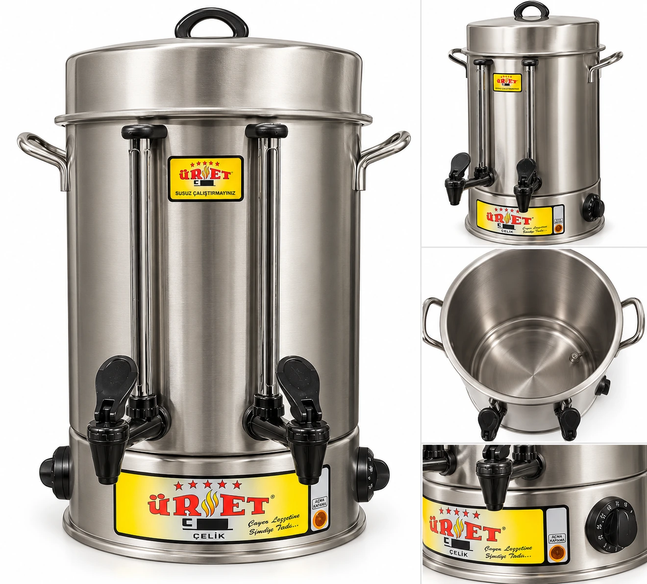 Samovar électrique URET 120 verres - 12 L inox - vue principale Samovar électrique URET 120 verres - 12 L inox - vue principale