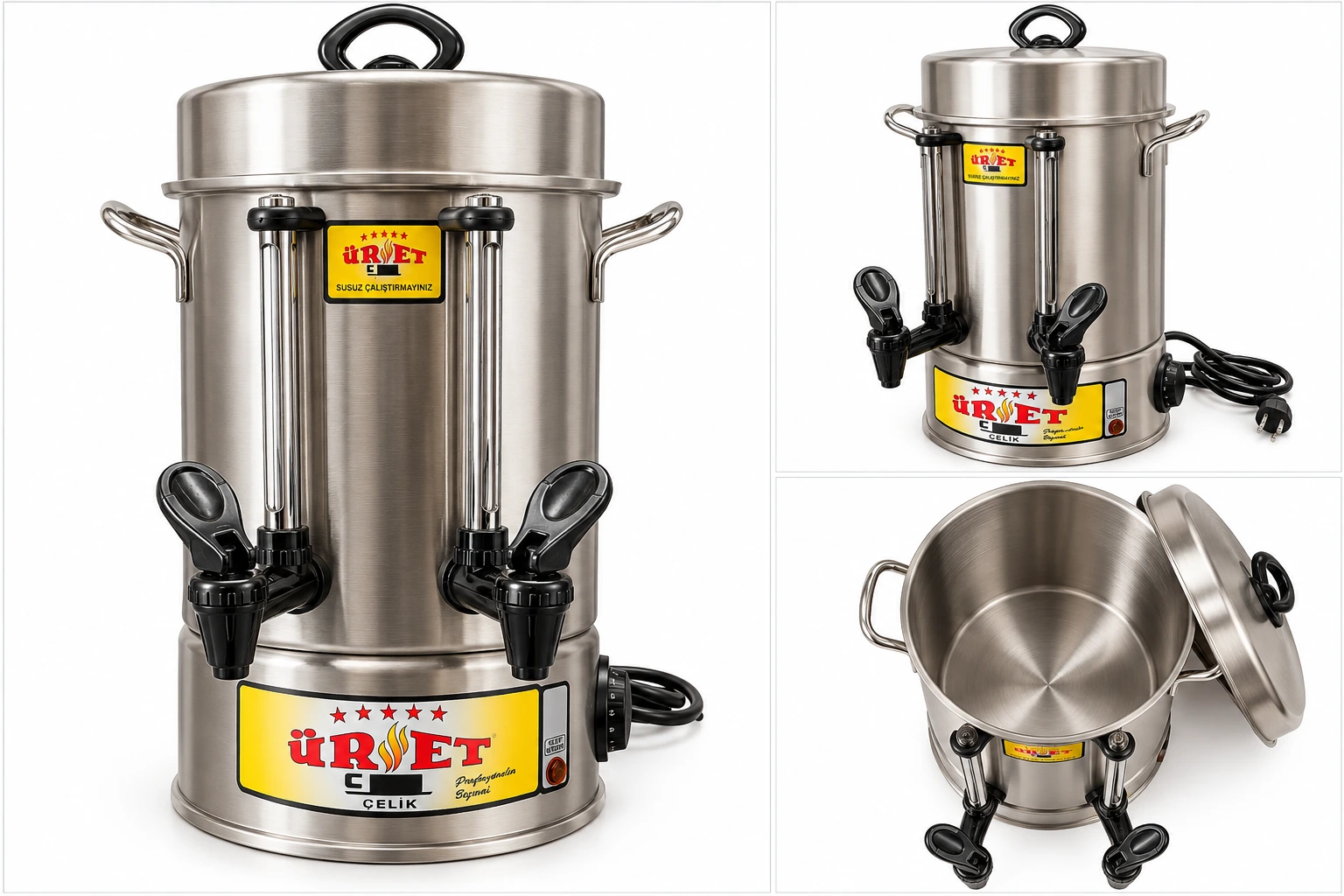 Samovar électrique URET 50 verres - 6 L inox - vue principale Samovar électrique URET 50 verres - 6 L inox - vue principale
